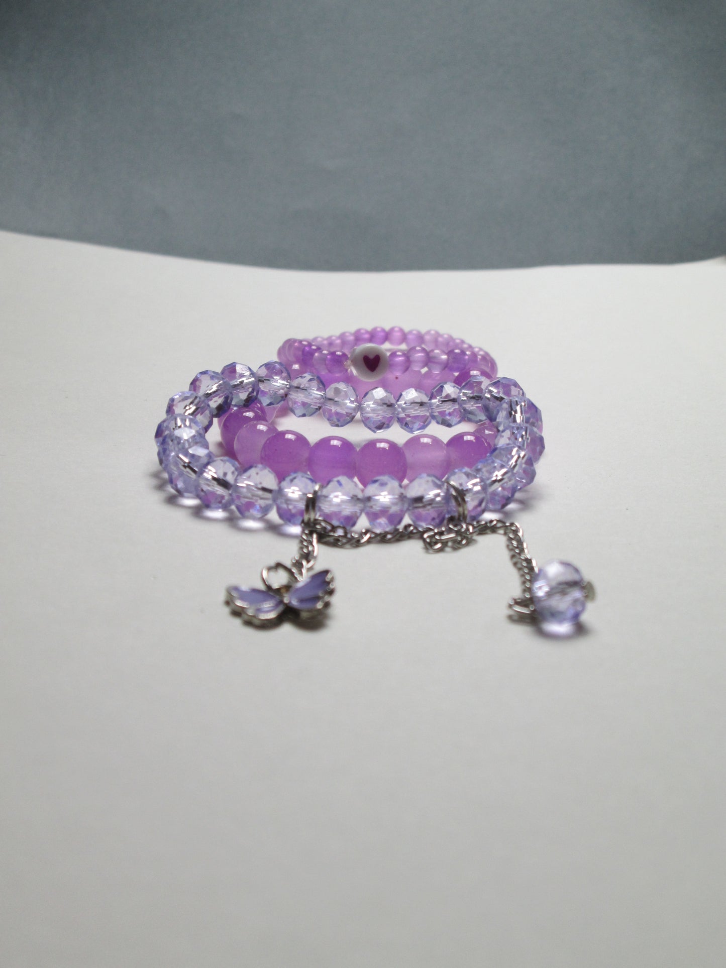 Lavender Dreams – 3-Piece Beaded & Crystal Bracelet Set + 1 FREE GIFT