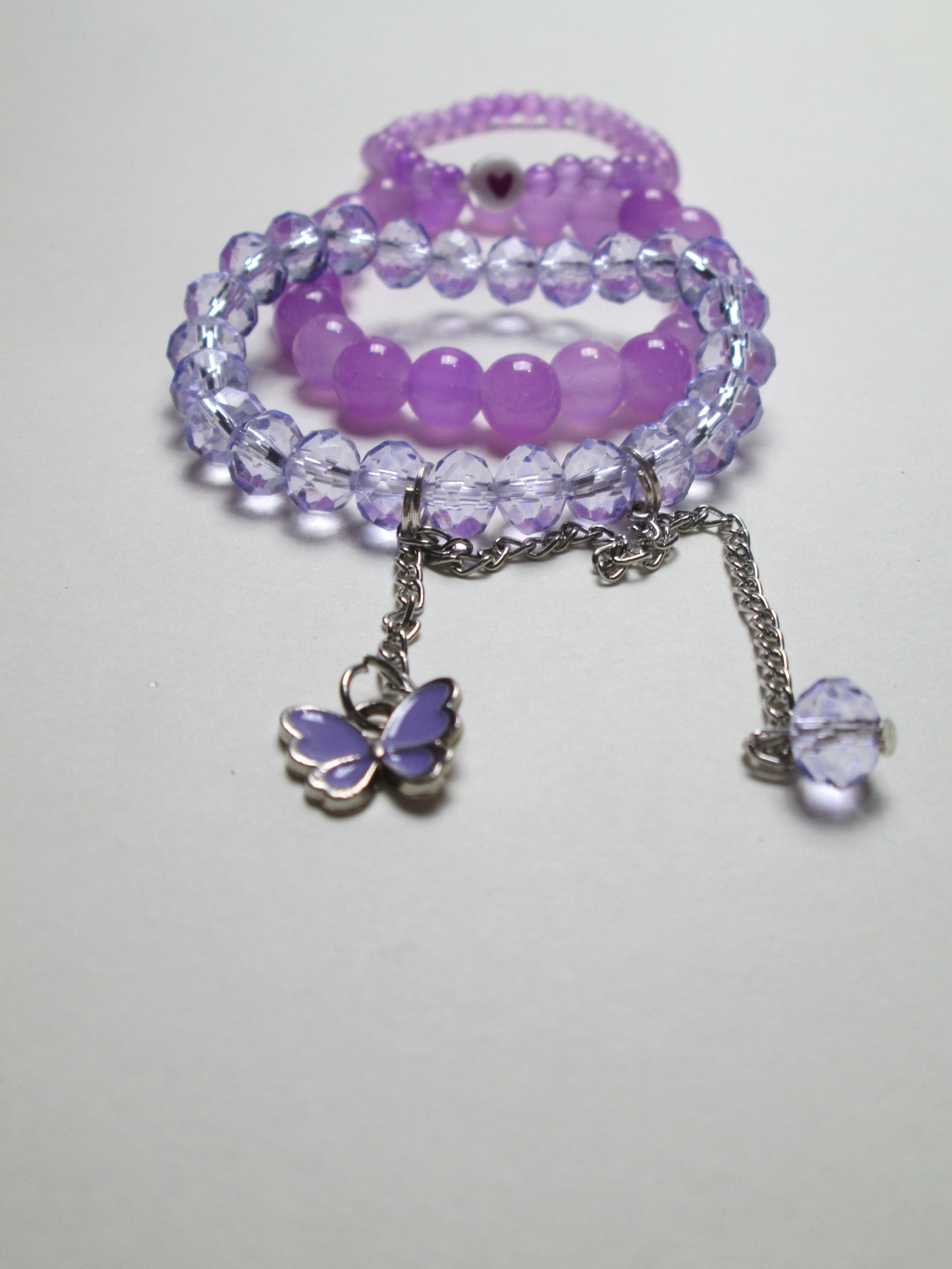 Lavender Dreams – 3-Piece Beaded & Crystal Bracelet Set + 1 FREE GIFT