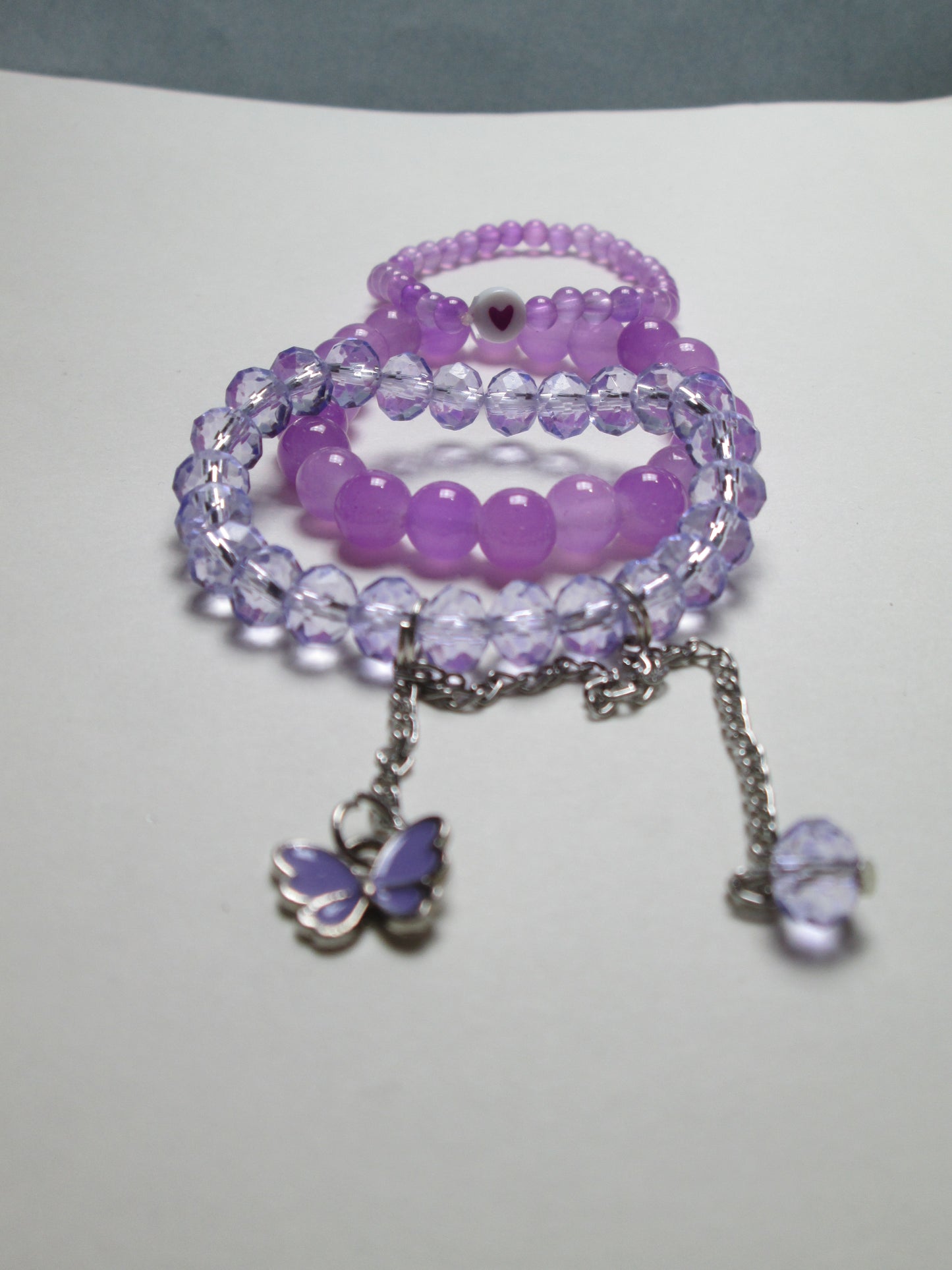 Lavender Dreams – 3-Piece Beaded & Crystal Bracelet Set + 1 FREE GIFT