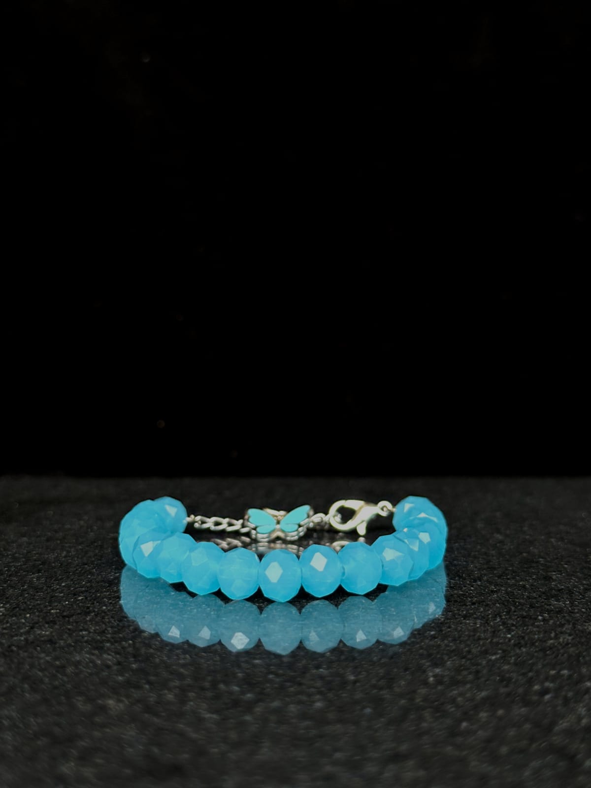 Sky Blue Butterfly Beaded Bracelet + 1 FREE GIFT