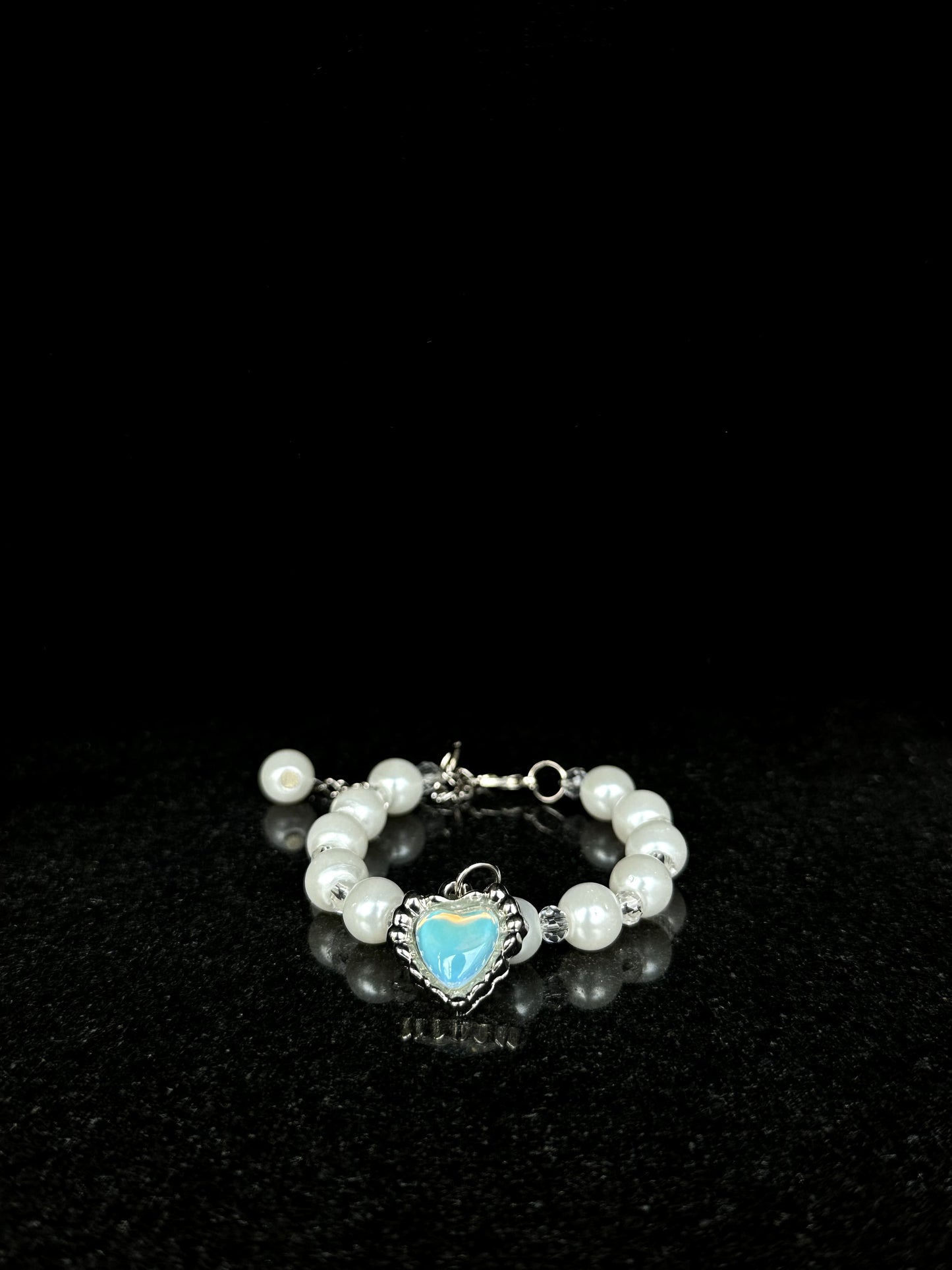 Crystal & Pearl with Blue Heart Charm + 1 FREE GIFT