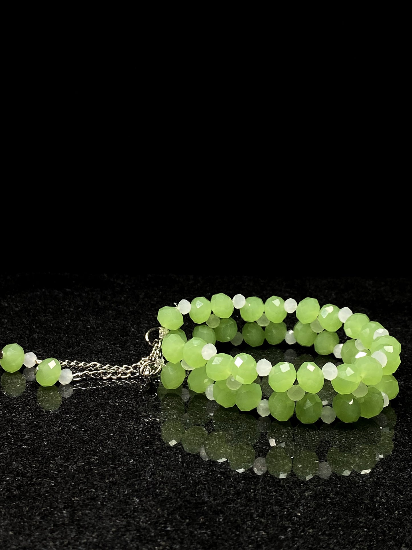 Triple-Strand Green & Crystal Adjustable Bracelet + 1 FREE GIFT
