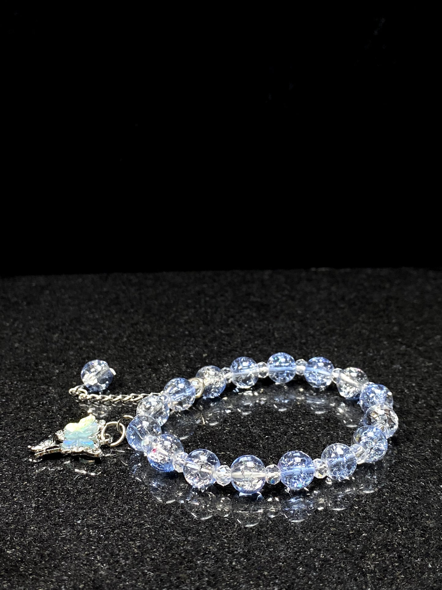 Blue Crack Beads Butterfly Charm Bracelet + 1 FREE GIFT