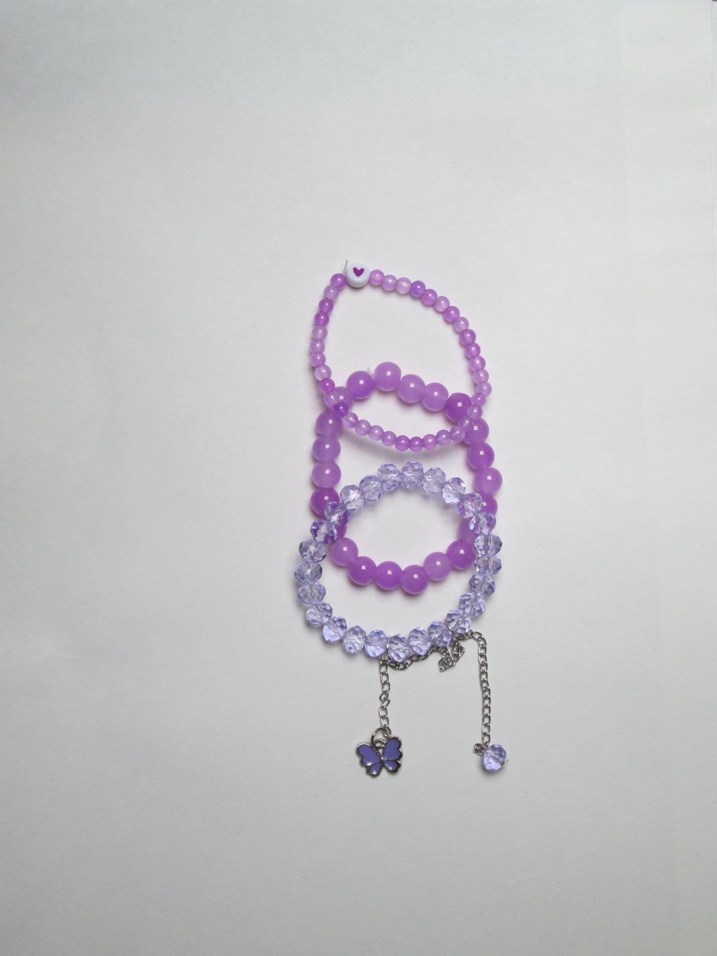 Lavender Dreams – 3-Piece Beaded & Crystal Bracelet Set + 1 FREE GIFT