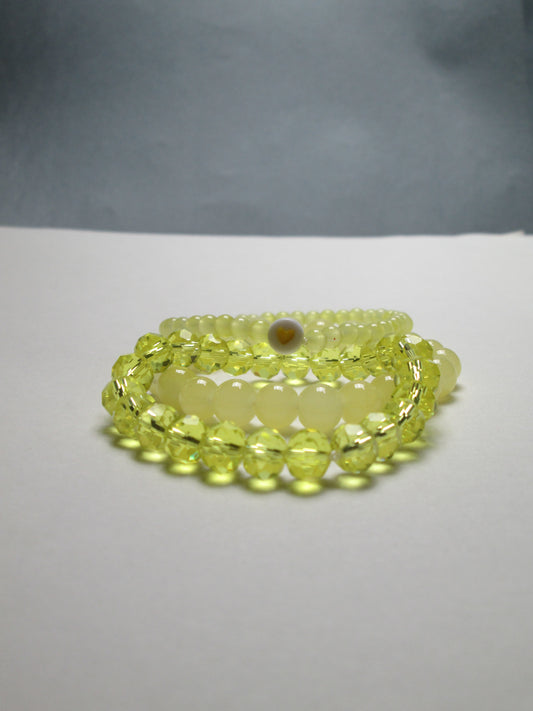 Yellow Beaded Bracelet Set | Adjustable Handmade Jewelry + 1 FREE GIFT