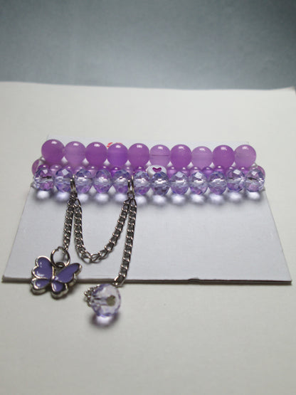 3-Pair Butterfly Adjustable Bracelet Deal | Crystal & Beaded Sets in Lavender, Green & White + 2 FREE GIFT