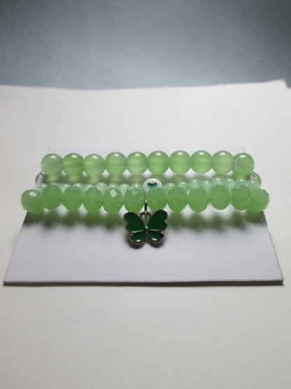 3-Pair Butterfly Adjustable Bracelet Deal | Crystal & Beaded Sets in Lavender, Green & White + 2 FREE GIFT