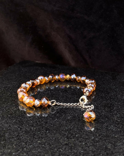 GOLDEN BROWN AQUAMARINE CRYSTAL BEADS BRACELET