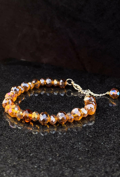 GOLDEN BROWN AQUAMARINE CRYSTAL BEADS BRACELET