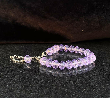 LIGHT PURPLE AQUAMARINE CRYSTAL BEADS BRACELET + 1 FREE GIFT