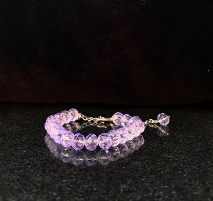 LIGHT PURPLE AQUAMARINE CRYSTAL BEADS BRACELET + 1 FREE GIFT