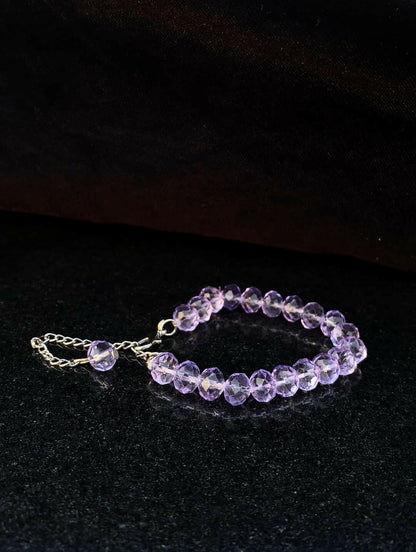 LIGHT PURPLE AQUAMARINE CRYSTAL BEADS BRACELET + 1 FREE GIFT
