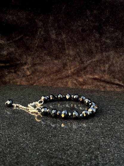 BLACK AQUAMARINE CRYSTAL BEADS BRACELET