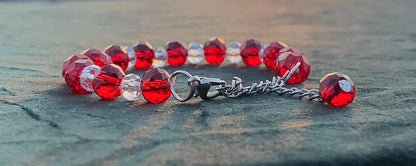 RED AND WHITE AQUAMARINE CRYSTAL BEADS BRACELET