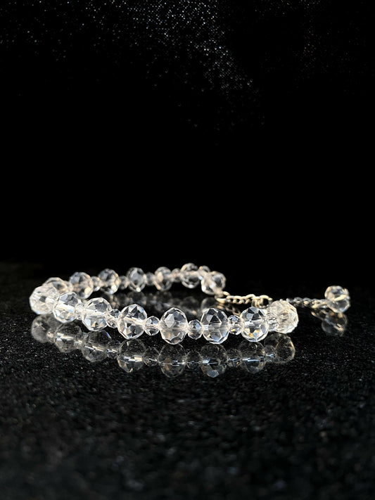 TRANSPARENT AQUAMARINE CRYSTAL BEADS BRACELET