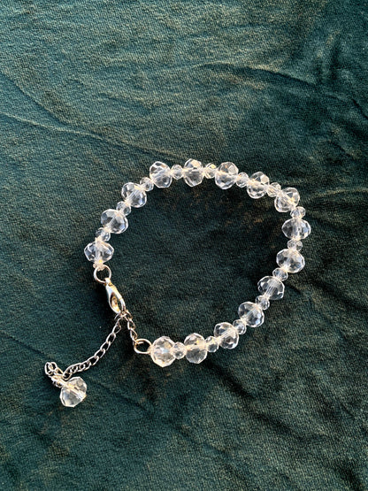 TRANSPARENT AQUAMARINE CRYSTAL BEADS BRACELET
