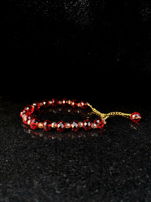 Red & Gold Beaded Bracelet