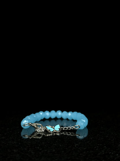 Sky Blue Butterfly Beaded Bracelet + 1 FREE GIFT