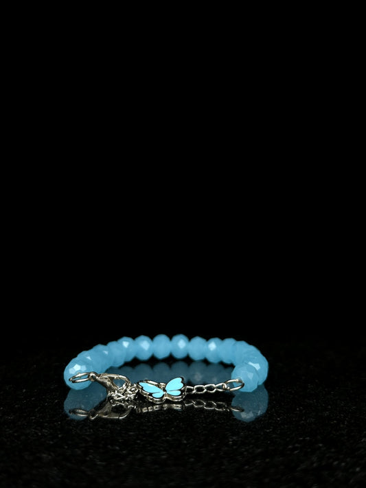 Sky Blue Butterfly Beaded Bracelet + 1 FREE GIFT