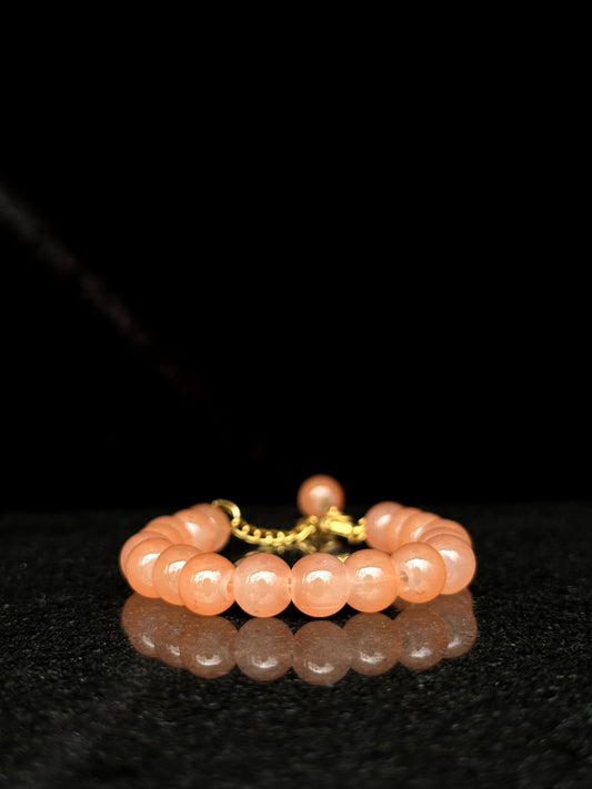Peach Glow Adjustable Beaded Bracelet