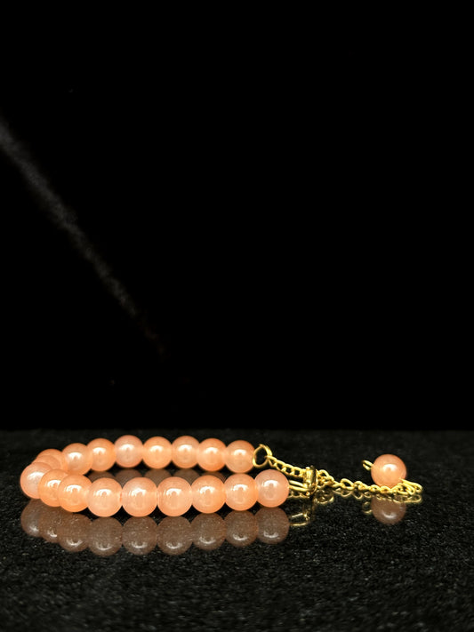 Peach Glow Adjustable Beaded Bracelet