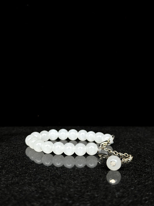 White Beaded Adjustable Bracelet