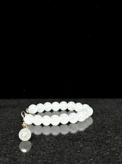 White Beaded Adjustable Bracelet + 1 FREE GIFT