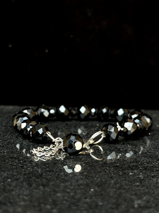 BLACK AQUAMARINE CRYSTAL BEADS BRACELET