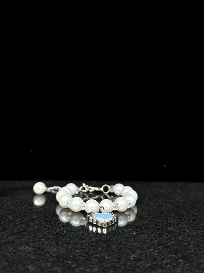 Crystal & Pearl with Blue Heart Charm + 1 FREE GIFT