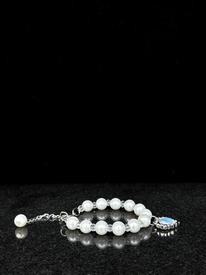 Crystal & Pearl with Blue Heart Charm + 1 FREE GIFT