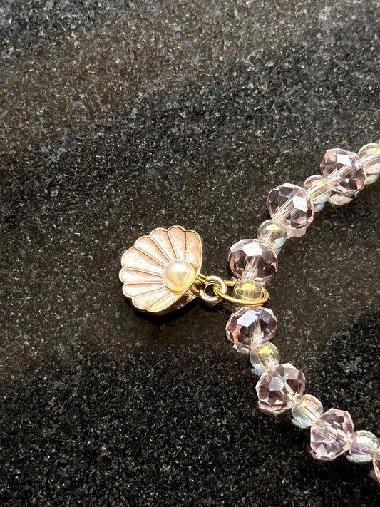 Blush Crystal Seashell Charm Bracelet