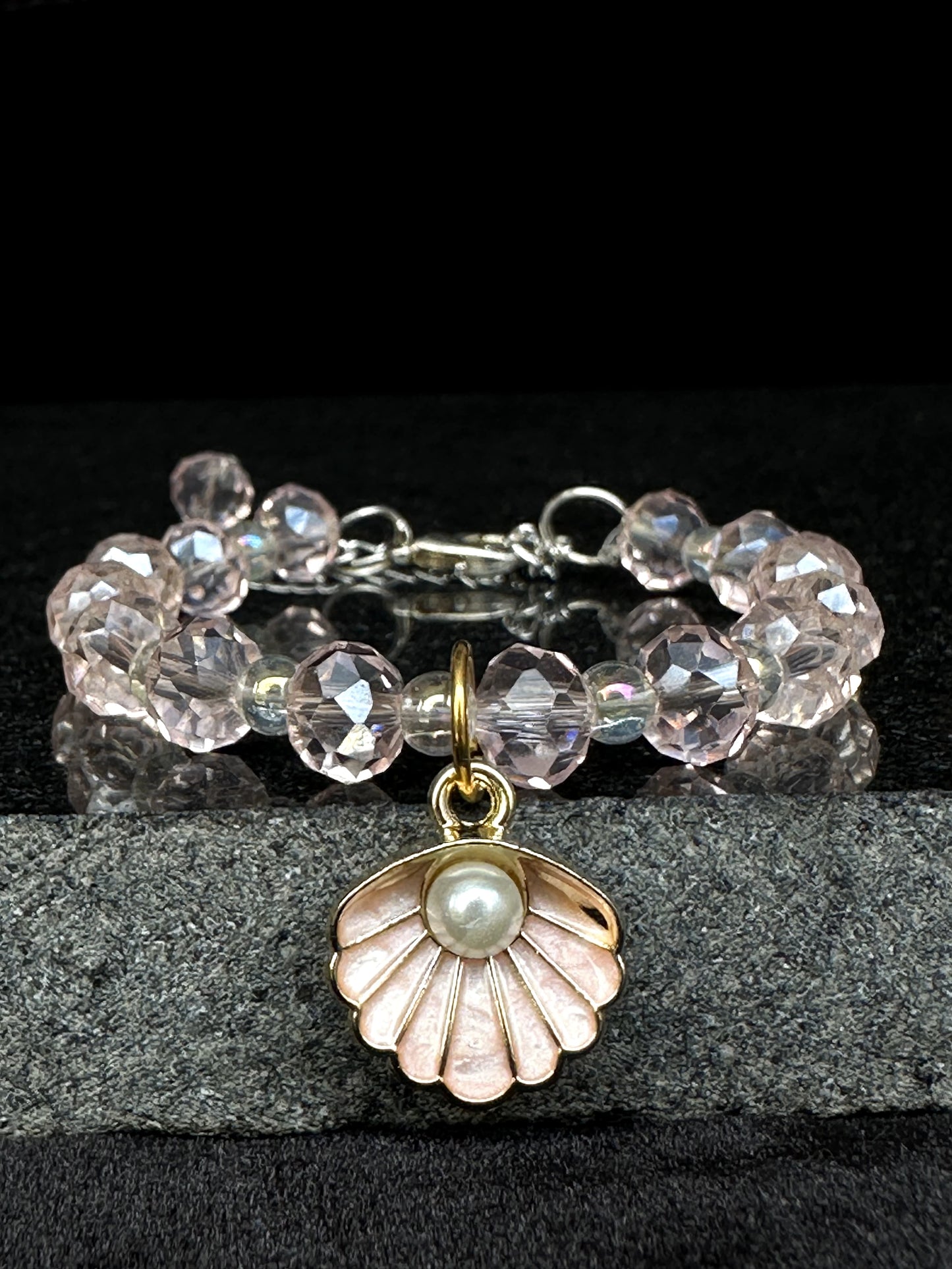 Blush Crystal Seashell Charm Bracelet + 1 FREE GIFT