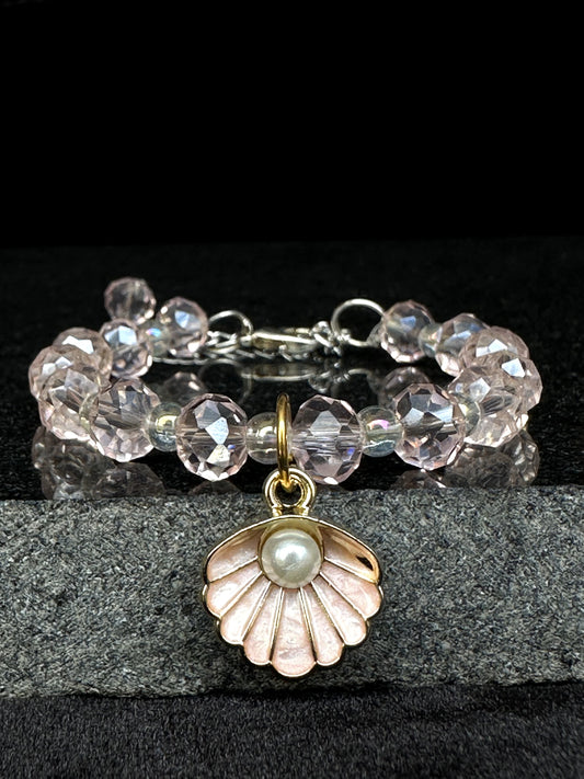 Blush Crystal Seashell Charm Bracelet