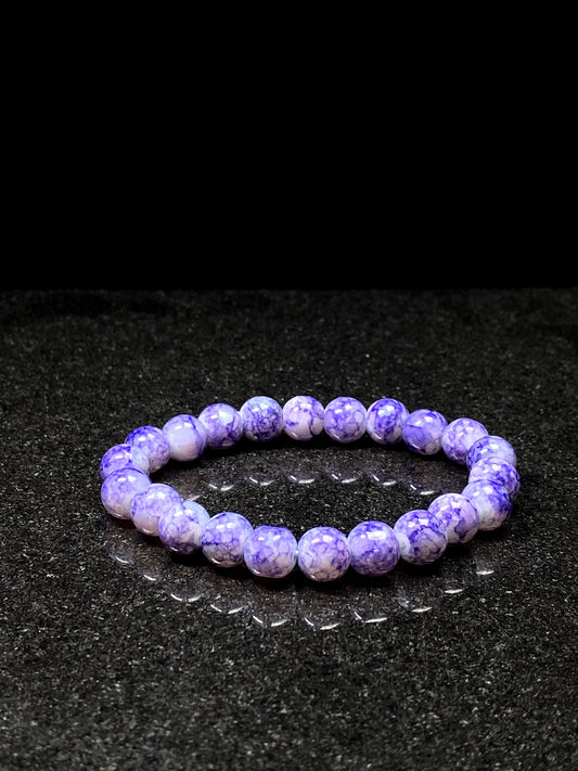 Purple Marbled Bead Bracelet + 1 FREE GIFT