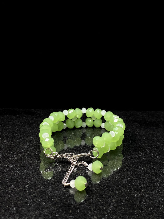 Triple-Strand Green & Crystal Adjustable Bracelet + 1 FREE GIFT