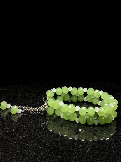 Triple-Strand Green & Crystal Adjustable Bracelet + 1 FREE GIFT