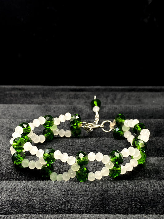 Double-Strand Green & Crystal Adjustable Bracelet + 1 FREE GIFT