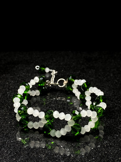 Double-Strand Green & Crystal Adjustable Bracelet + 1 FREE GIFT