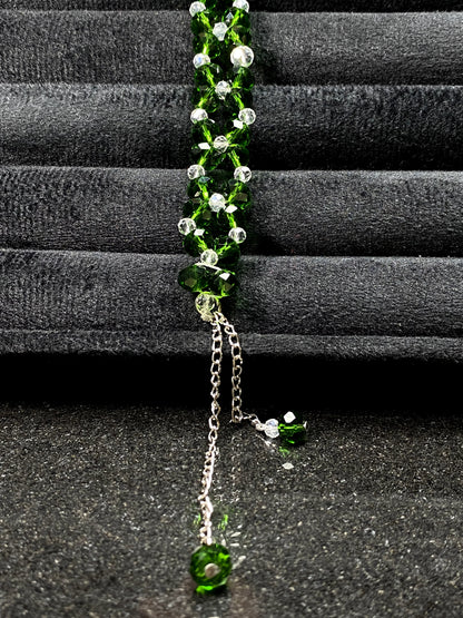 Triple-Strand [ 2 ] Green & Crystal Adjustable Bracelet + 1 FREE GIFT