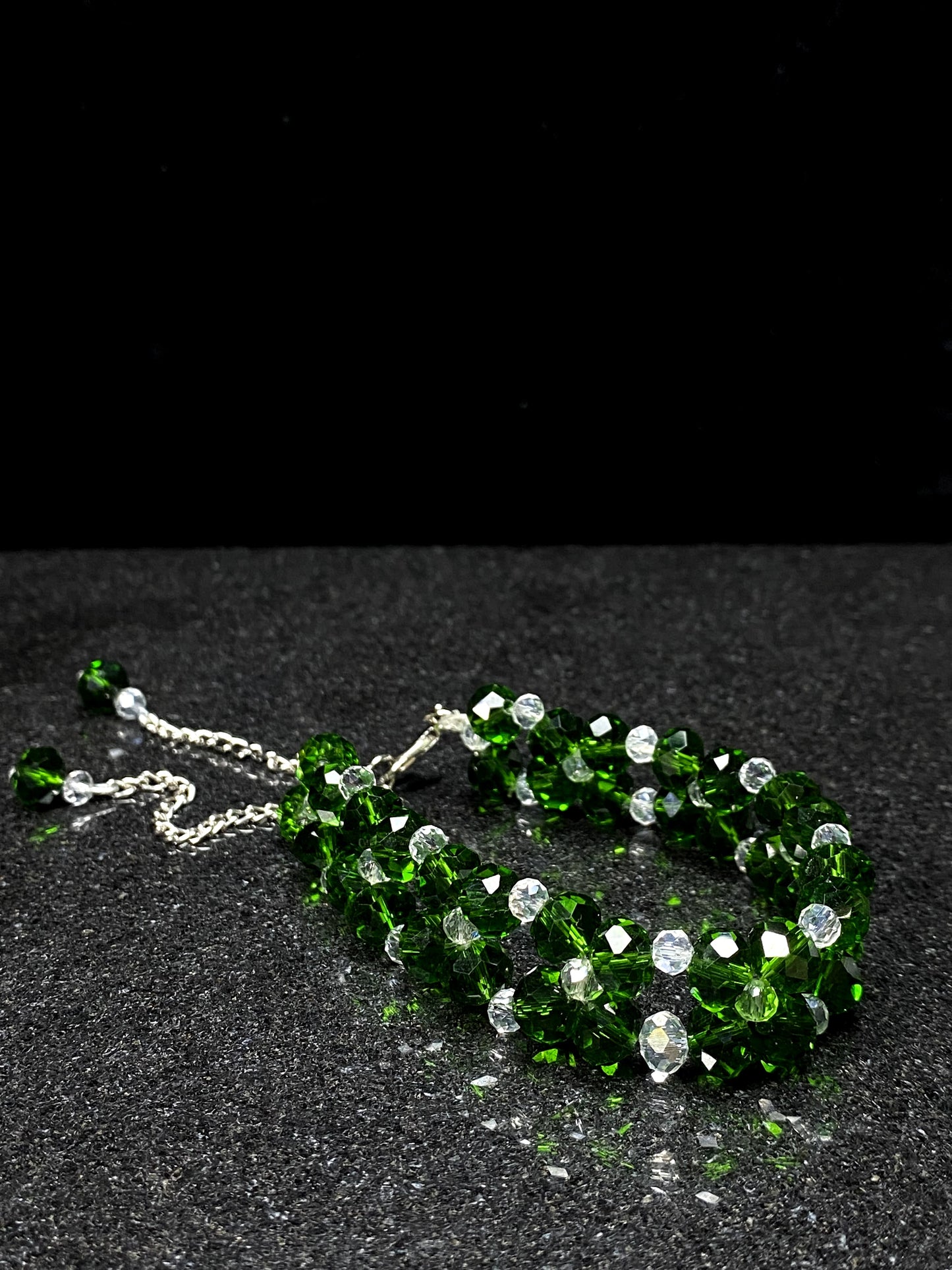 Triple-Strand [ 2 ] Green & Crystal Adjustable Bracelet + 1 FREE GIFT
