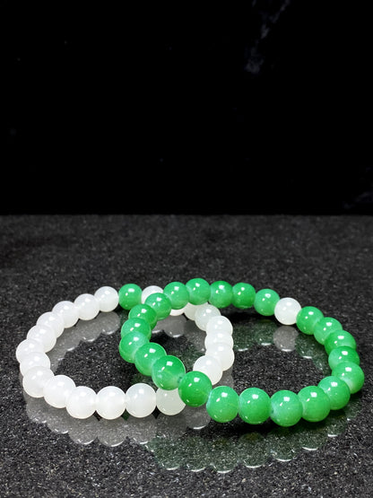 White and light Green Bracelet PAIR (2 Pieces) + 1 FREE GIFT