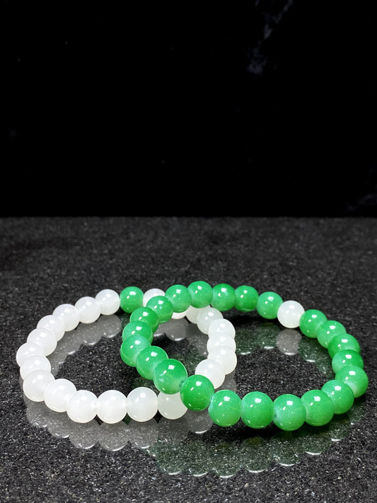 White and light Green Bracelet PAIR (2 Pieces) + 1 FREE GIFT