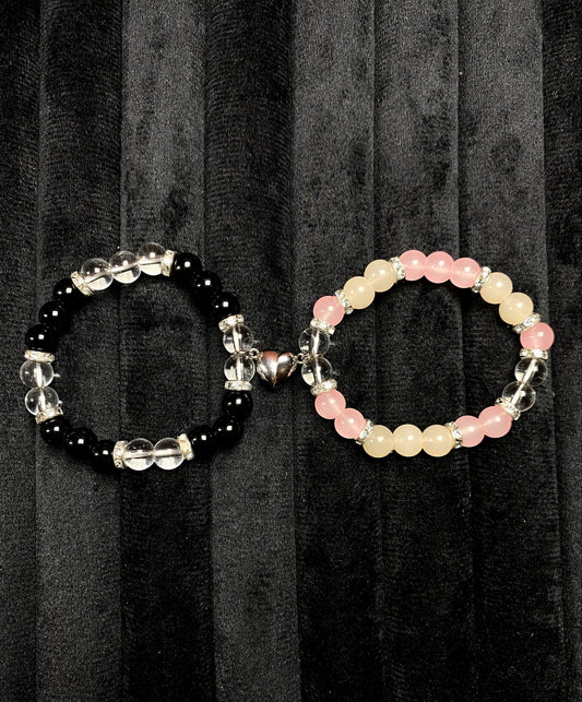 Bonded Hearts Bracelet Pair – Adjustable Couple/Friendship Set + 1 FREE GIFT