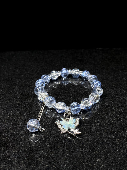 Blue Crack Beads Butterfly Charm Bracelet + 1 FREE GIFT