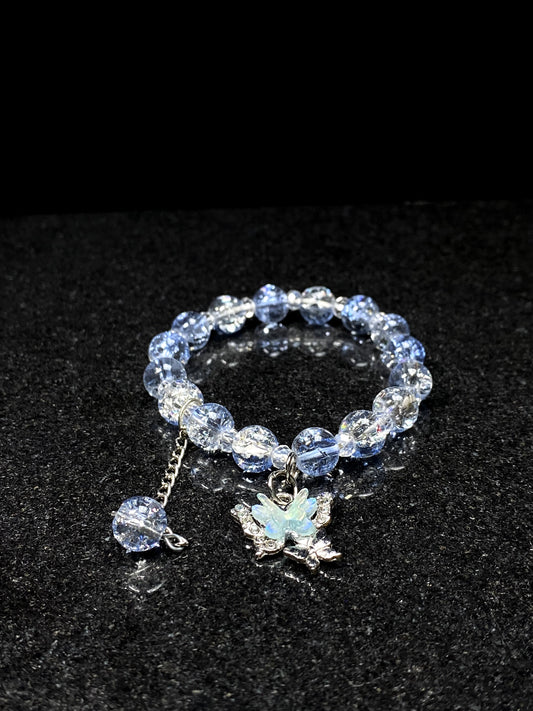 Blue Crack Beads Butterfly Charm Bracelet + 1 FREE GIFT
