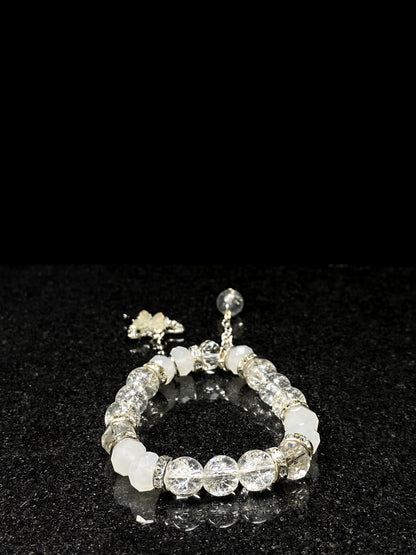 White Frost Butterfly – Crack Bead Bracelet 🦋 + 1 FREE GIFT