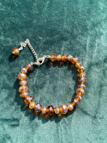 GOLDEN BROWN AQUAMARINE CRYSTAL BEADS BRACELET
