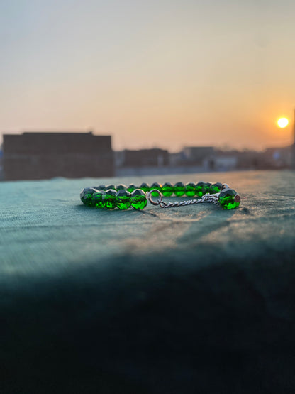 green crystal bracelet, adjustable bracelet, crystal beads jewelry, handmade bracelet, beaded bracelet, trendy bracelet, HA STORE PK, gift for her