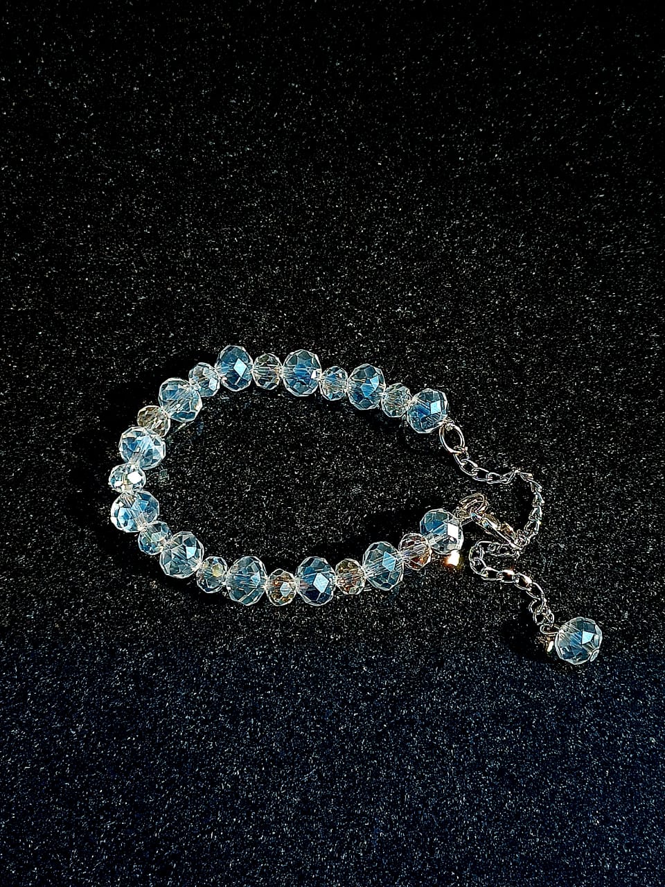 "Elegant Crystal Beaded Bracelets – Aquamarine & Blush Pink and white"