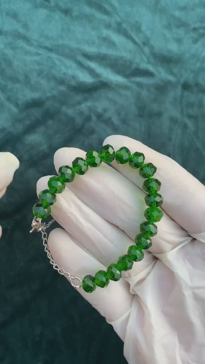 GREEN AQUAMARINE CRYSTAL BEAD BRACELET